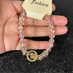 ✨5/$25 Deal!✨ Pink Crystal Beaded Elephant Bracelet